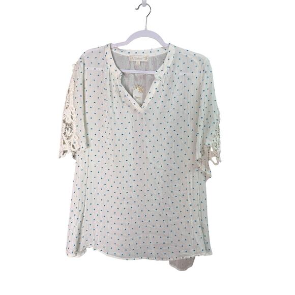 Weekend By Suzanne Betro Womens Plus 2X Tunic Top Lace Appliqué Rayon Shirt NEW - Picture 2 of 9